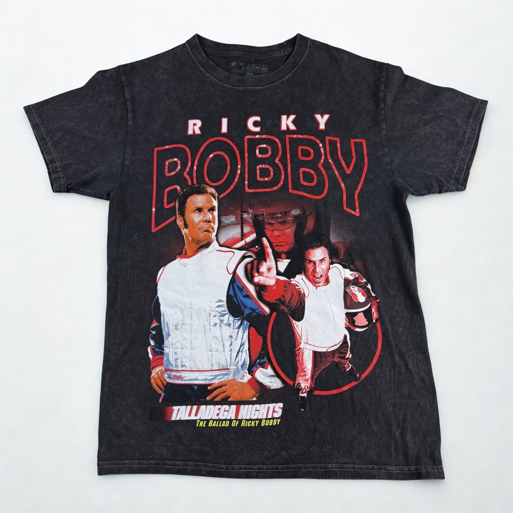 Talladega Nights Ricky Bobby Shirt Mens Medium Black Mineral Wash Graphic Tee